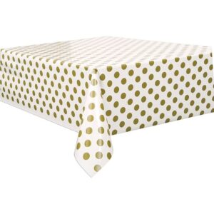 Stolnjak plastični 137x213cm - Bijeli s zlatnim točkicama