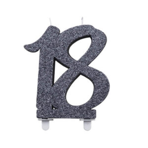 Rođendanska svjećica broj 18, crna