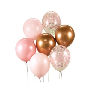 Balon 30cm mix - roza/rosegold, 7kom