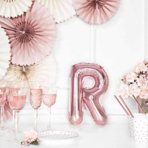 Folija balon Slovo "R", 35cm, ROSEGOLD.
