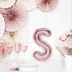 Folija balon Slovo "S", 35cm, ROSEGOLD.