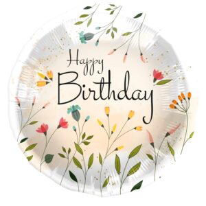 Folija balon 45cm Happy birthday Flowers