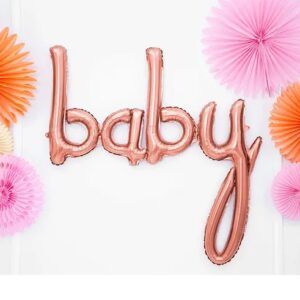 Folija balon natpis Baby, rose gold