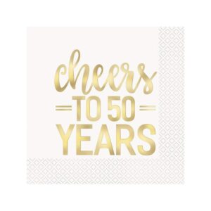 Salvete - Zlatni natpis CHEERS TO 50 YEARS, 16kom