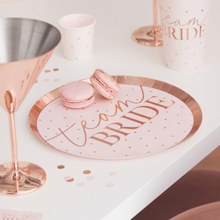 Tanjuri papirnati Team bride- rose gold, 8kom - Baloni Pleter - Party shop