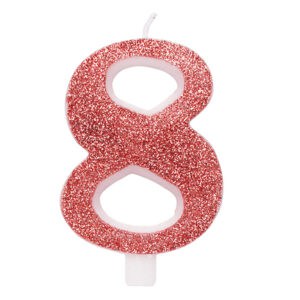 Rođendanska svjećica broj 8, glitter rosegold