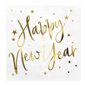 Salvete bijele happy new year 33x33 cm