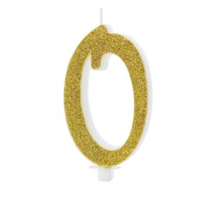 Svjećica rođendanska broj 0,zlatna sa šljokicama
