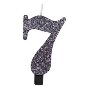 Svjećica rođendanska GLITTER Broj  7  CM 9.5 crna