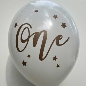 Tisak balon bijeli sa zlatnim natpisom one