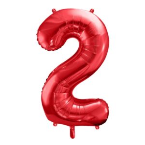 Veliki folija balon broj 2 - Crveni, 80 cm