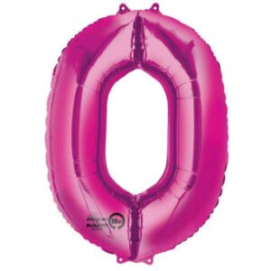 Veliki folija balon broj - 0 Fuksija, 80 cm