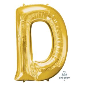 Veliki folija balon slovo "D" Zlatno, 80 cm
