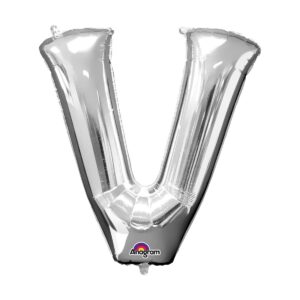Veliki folija balon slovo "V" Srebrno, 80 cm