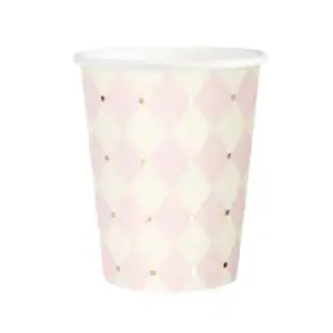 Čaše papirnate Baby rozi rombovi 220ml, 6 kom