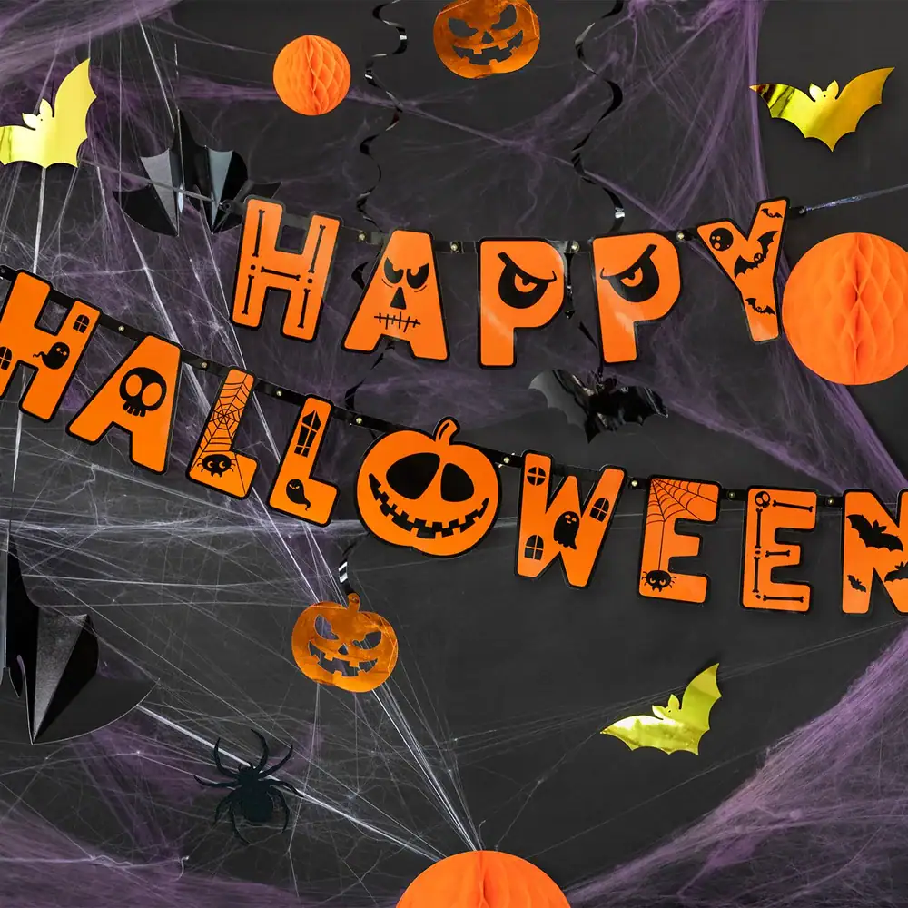 Baner Happy Halloween s bundevom narančasti 185 cm - Slika 2