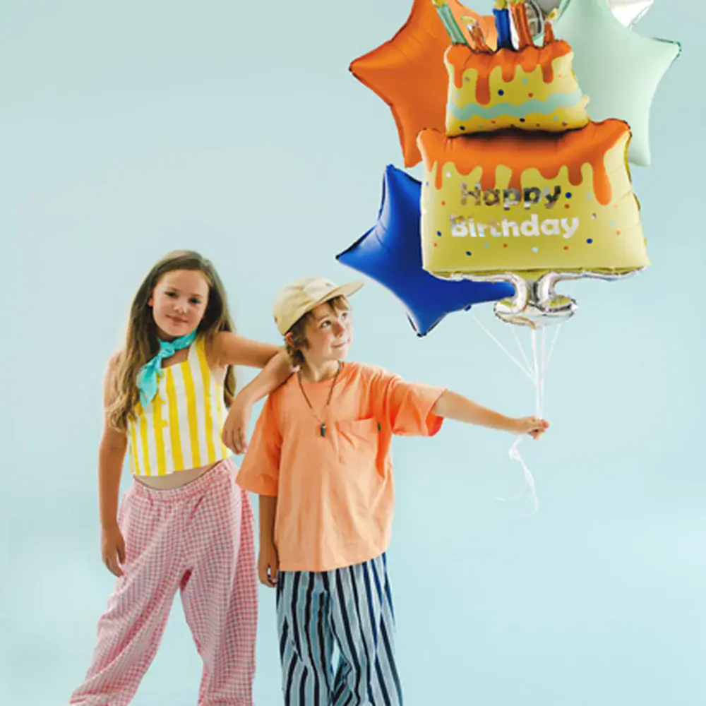 Set folija balona Šarena torta Happy Birthday, 5 kom - Slika 2