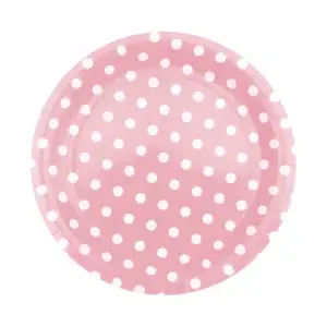 Tanjuri papirnati rozi s točkicama, 18 cm, 6 kom